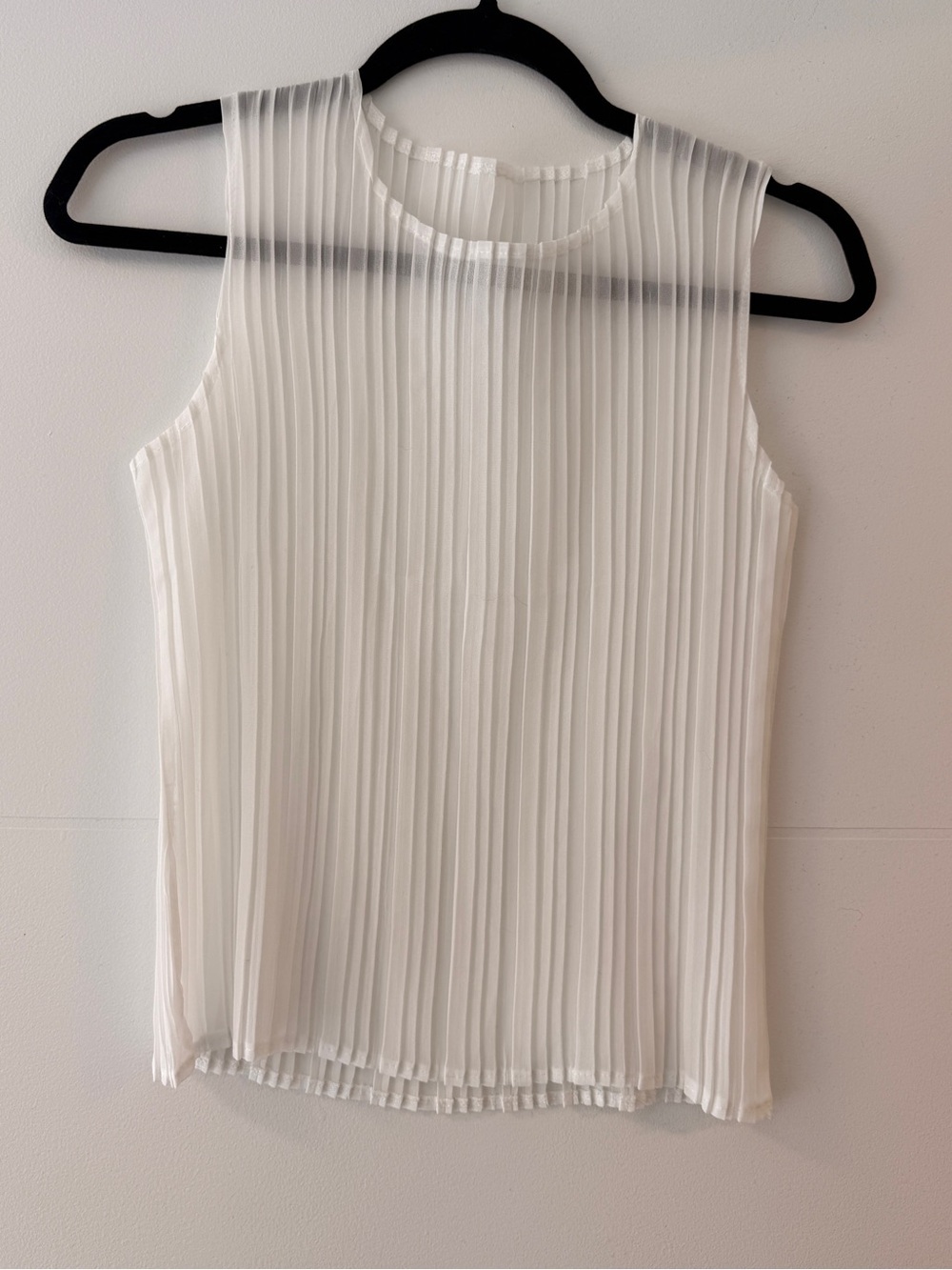 White Accordion Pleated Sleeveless Top